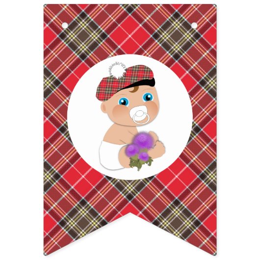 Schotse tartan |Thistle Flower Cute Baby shower Vlaggetjes (Eerste vlag)