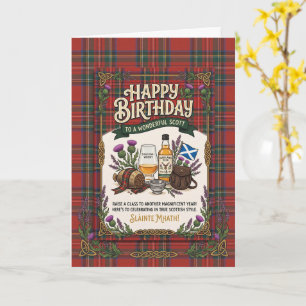 Schotse Tartan Whisky Verjaardag Kaart