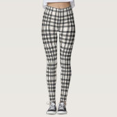 Schotse tartan wit en zwart plaid leggings (Voorkant)