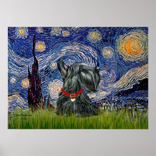 Schotse Terrier 12c -Starnacht Poster (Voorkant)