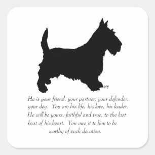 Schotse Terrier Aandenken - REUZE Hond Vierkante Sticker