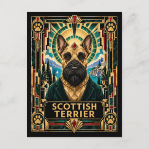 Schotse Terrier, Art Deco Hond Briefkaart