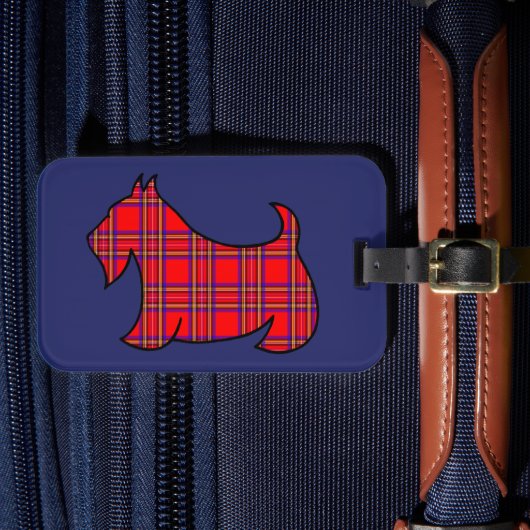 Schotse Terrier Bagage Label Plaid (Voorkant Insitu 4)