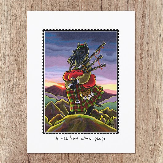 Schotse Terriër Bagpipes Kilt Dog Custom Briefkaart