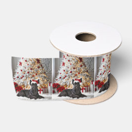 Schotse Terriër bij kerstboom Satijnen Lint