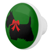 Schotse Terrier Black Island - groene rode boog Keramische Knop (Rechts)
