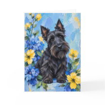 Schotse Terrier Bloemen Wenskaart