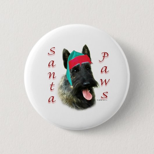 Schotse Terriër (brindle) Santa Paws Ronde Button 5,7 Cm (Voorkant)