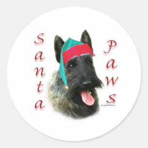 Schotse Terriër (brindle) Santa Paws Ronde Sticker