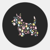 Schotse Terriër Bunny Easter Egg Paasdag Vrouwen Ronde Sticker (Voorkant)