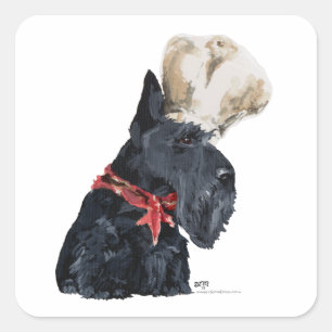 Schotse Terrier Chef Vierkante Sticker