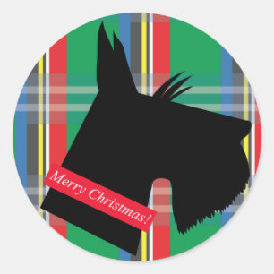 Schotse Terrier Dog Plaid Kerst sticker