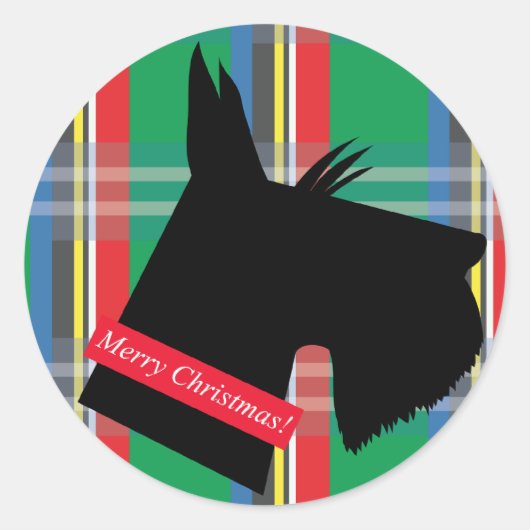 Schotse Terrier Dog Plaid Kerst sticker (Voorkant)