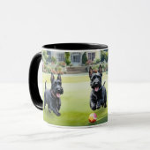 Schotse Terrier Dogs Waterverf Scotties Mok (Voorkant links)