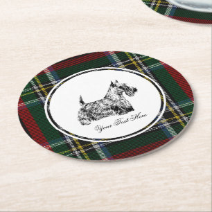 Schotse Terrier en Blackwatch Personaliseer Ronde Kartonnen Onderzetter