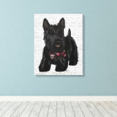Schotse Terrier en Bow Canvas Afdruk (Insitu (Houten vloer))