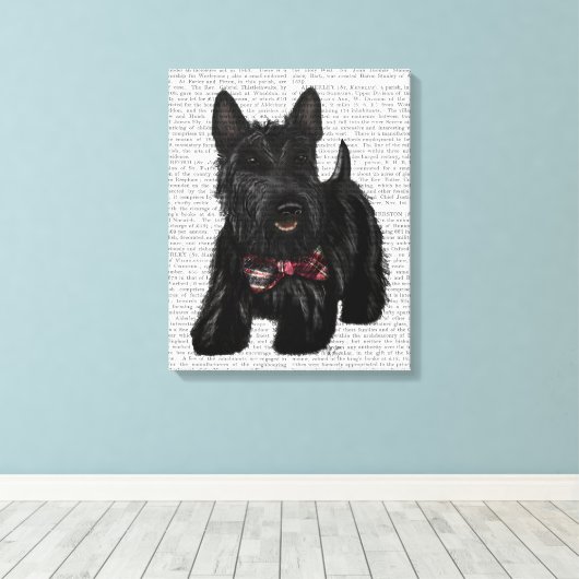 Schotse Terrier en Bow Canvas Afdruk (Insitu (Houten vloer))