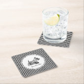 Schotse Terrier en Houndstooth Personaliseer Kartonnen Onderzetters (Insitu)