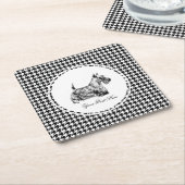 Schotse Terrier en Houndstooth Personaliseer Kartonnen Onderzetters (Schuin)