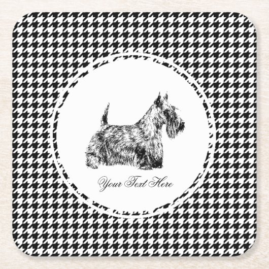 Schotse Terrier en Houndstooth Personaliseer Kartonnen Onderzetters (Voorkant)