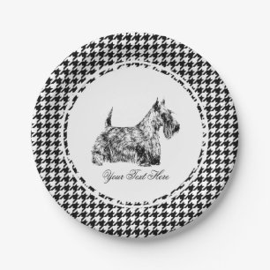 Schotse Terrier en Houndstooth Personaliseer Papieren Bordje