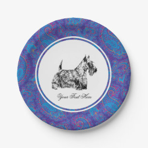 Schotse Terrier en Paisley Personaliseer Papieren Bordje