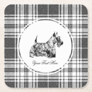 Schotse Terrier en Plaid Personaliseren Kartonnen Onderzetters