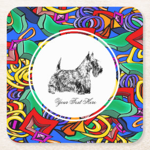 Schotse Terrier en Pop Art Kartonnen Onderzetters