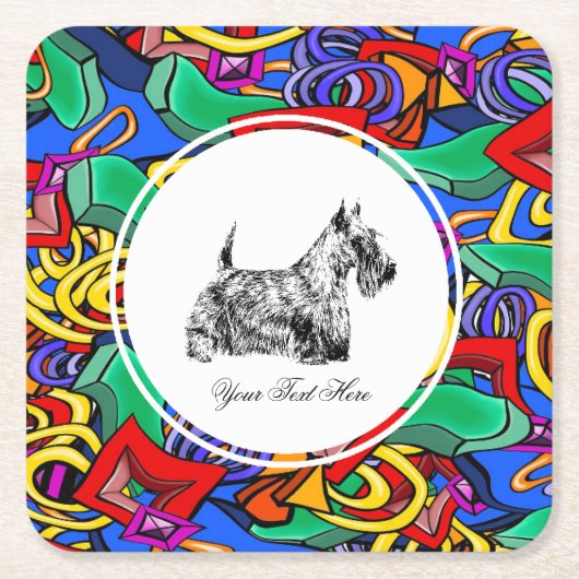 Schotse Terrier en Pop Art Kartonnen Onderzetters (Voorkant)