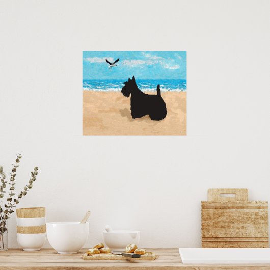 Schotse Terrier en Seagull Poster (Keuken)
