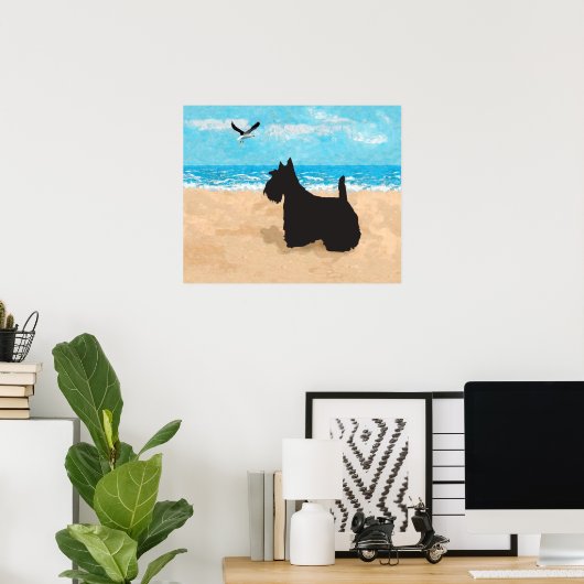Schotse Terrier en Seagull Poster (Thuiskantoor)