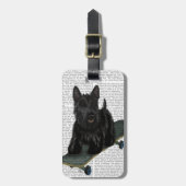 Schotse Terrier en Skateboard Bagagelabel (Voorkant verticaal)