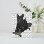 Schotse Terrier en Skateboard Briefkaart (Staand voorkant)