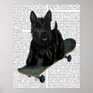 Schotse Terrier en Skateboard Poster