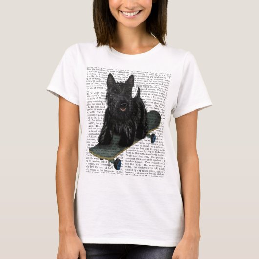 Schotse Terrier en Skateboard T-shirt (Voorkant)