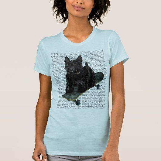 Schotse Terrier en Skateboard T-shirt (Voorkant)