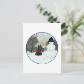 Schotse Terrier en Sneeuwman Briefkaart (Staand voorkant)