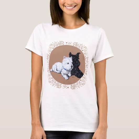 Schotse Terriër en Westie Design T-shirt (Voorkant)