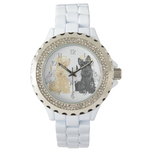 Schotse Terrier Engelen Horloge (Voorkant)
