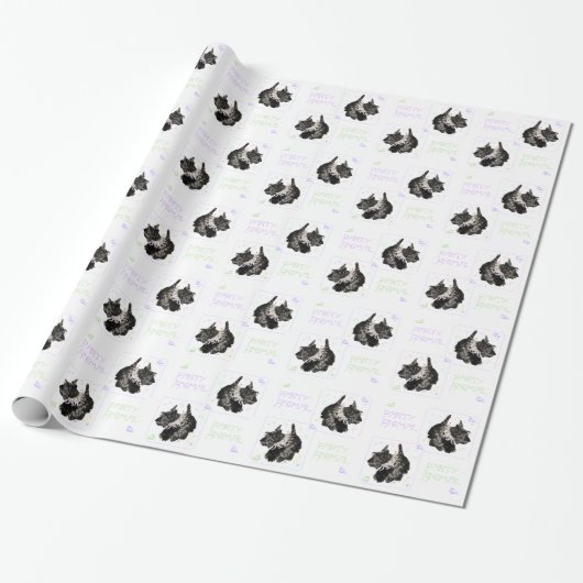 Schotse Terrier Feestbeest Cadeaupapier (Uitgerold)