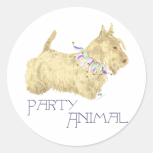Schotse Terrier Feestbeest Ronde Sticker