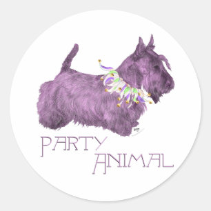 Schotse Terrier Feestbeest Ronde Sticker