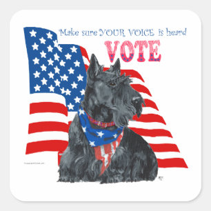 Schotse Terrier Ga stemmen Vierkante Sticker
