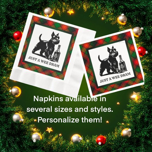 Schotse Terriër Gepersonaliseerd Wee Dram Tartan Servet