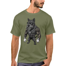 Schotse Terrier, gespierd, getatoeëerd, bodybuilde