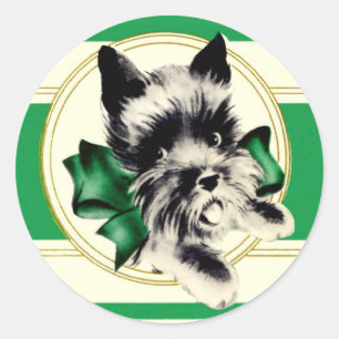 Schotse Terrier green bow en stripe stickers