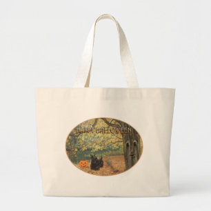 Schotse Terrier Halloween Grote Tote Bag