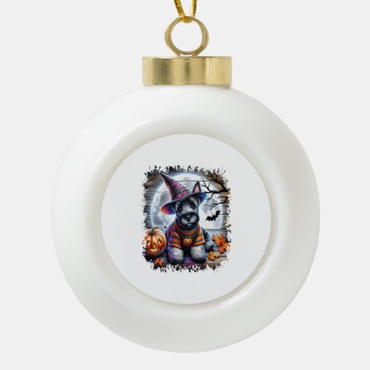 Schotse terriër Halloween Keramische Bal Ornament (Voorkant)