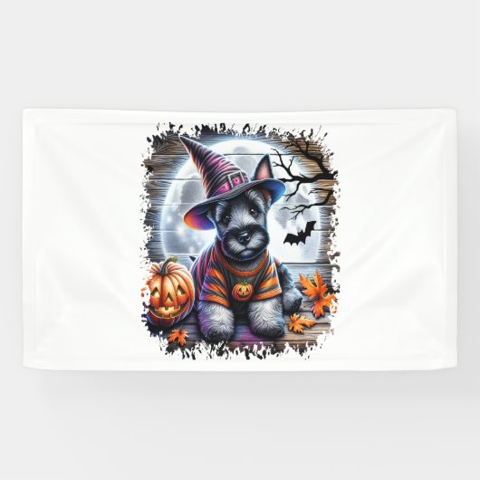 Schotse terriër Halloween Spandoek (Horizontaal)