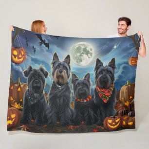 Schotse Terrier Halloween Spokenbury Fleece Deken